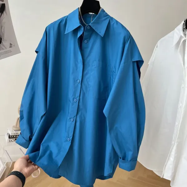 Oversized Button-Up Shirt Blue - 24