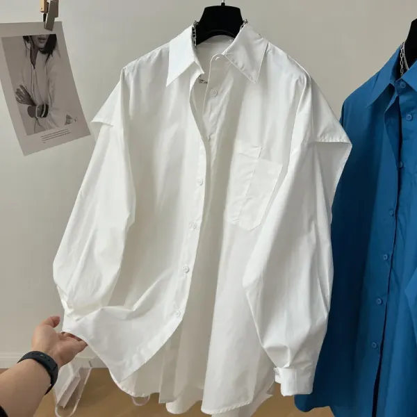 Oversized Button-Up Shirt Blue - 25