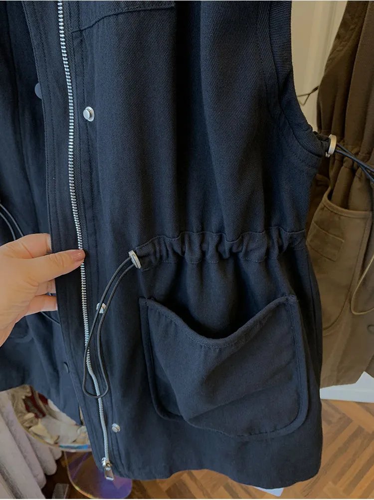 DHR Utility Vest Navy Blue Outerwear - 9