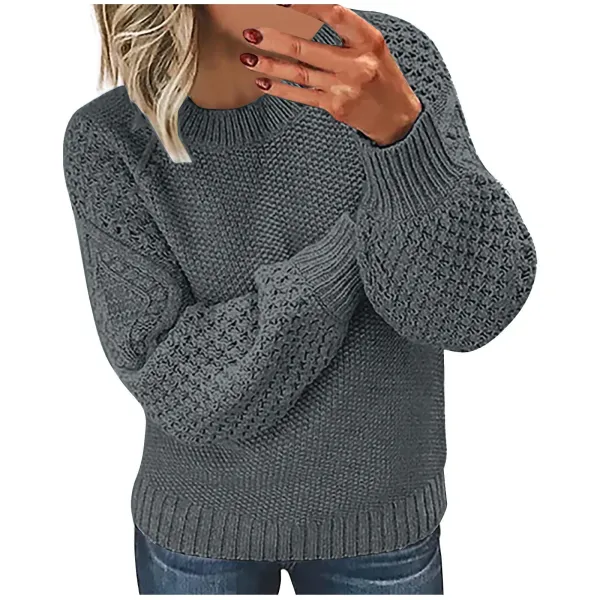 Oversized Cable Knit Sweater Gray - 1