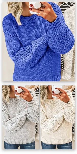 Oversized Cable Knit Sweater Gray - 14
