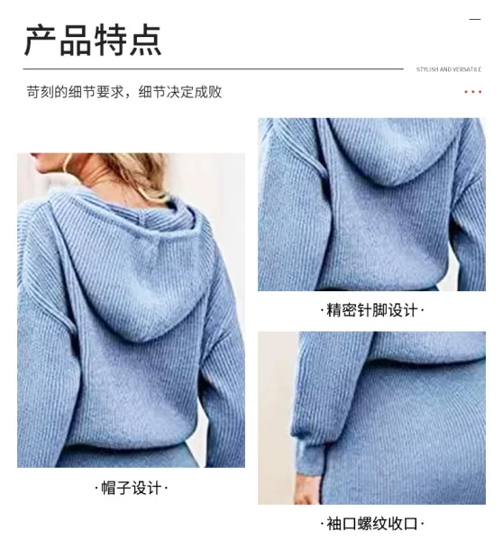 Ribbed Knit Hooded Mini Dress Gray - 8
