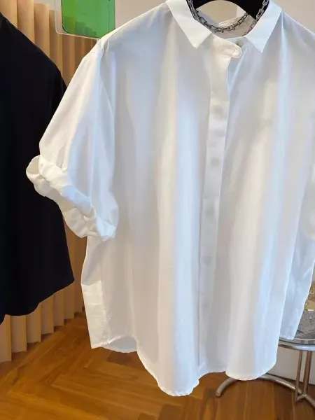 Oversized Cotton Shirt White Shirt - 13