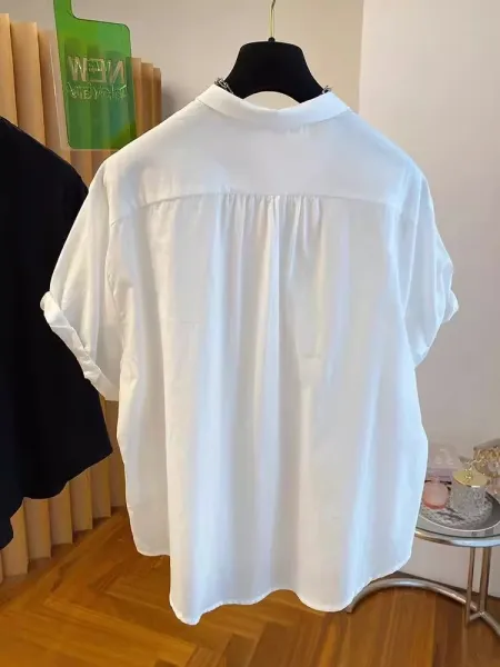 Oversized Cotton Shirt White Shirt - 17