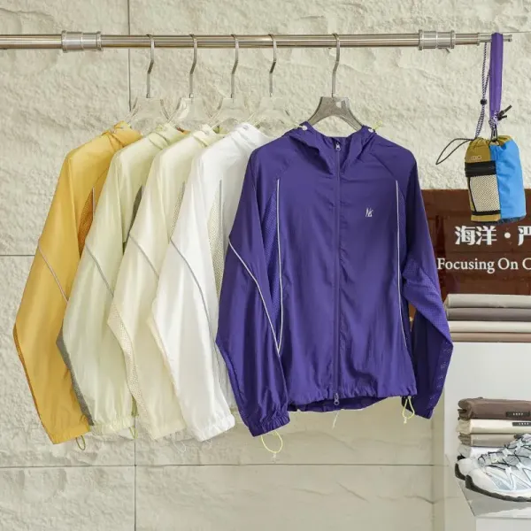 Unidentified Lightweight Hooded Windbreaker in Pale Yellow with Mesh Panels - 24