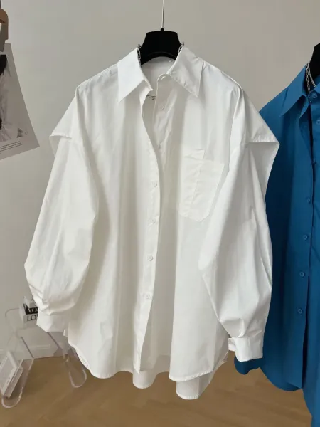 Oversized Button-Up Shirt Blue - 17