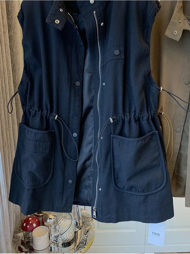 DHR Utility Vest Navy Blue Outerwear - 7