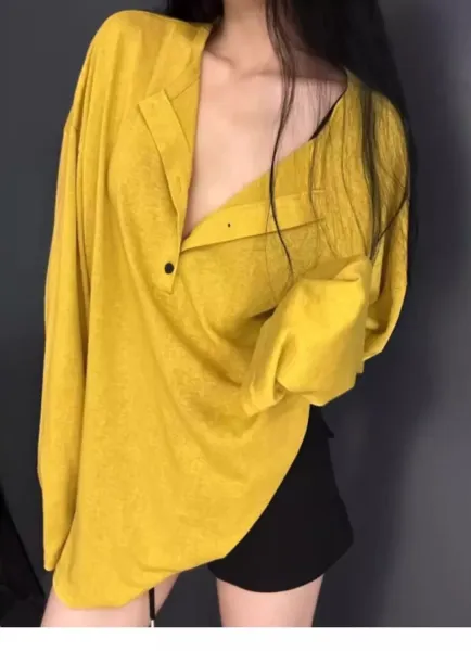 Oversized Linen-Blend Shirt White Top - 6