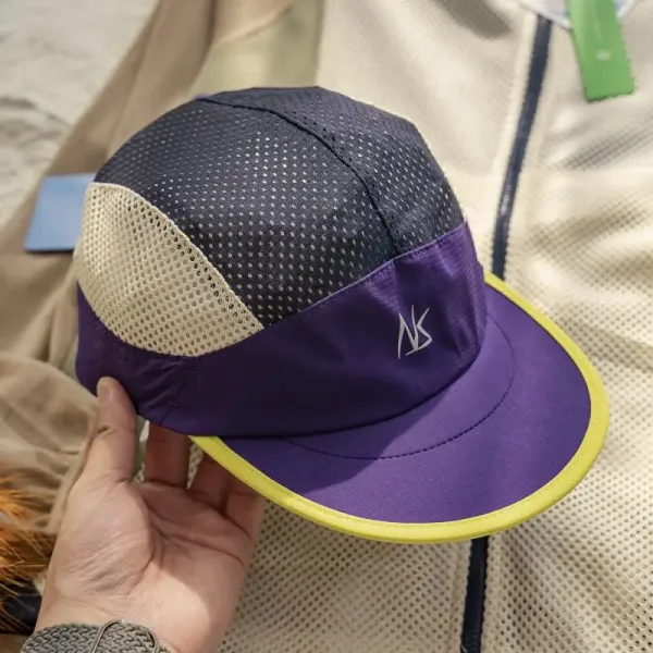 NS Running Cap Purple with Yellow Trim and Mesh Panels Baseball Cap - 1