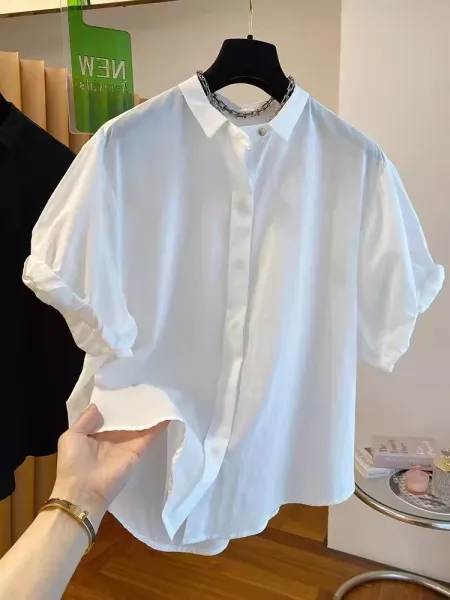 Oversized Cotton Shirt White Shirt - 15