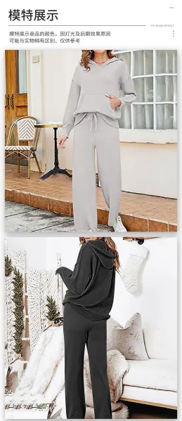 Design Knit Lounge Set Pink Casual-Set - 11