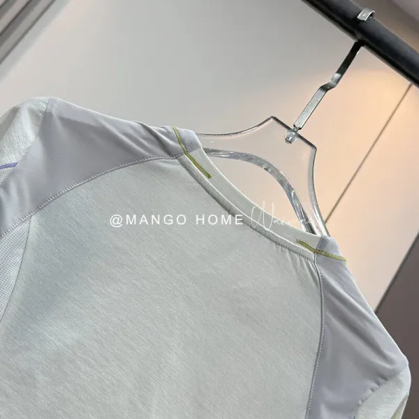 Mango Home Performance Mesh-Panel Long Sleeve Base-Layer Top in White - 6