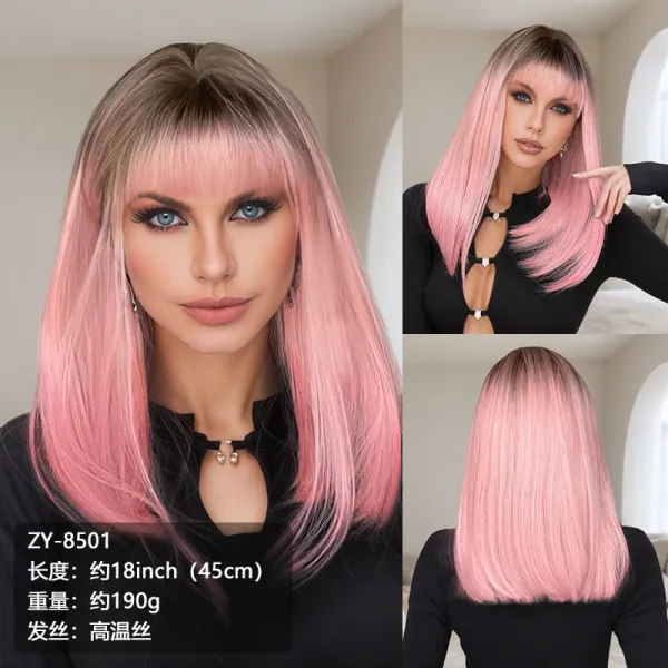 ZY-8501 Pink Ombre Synthetic Wig - 1