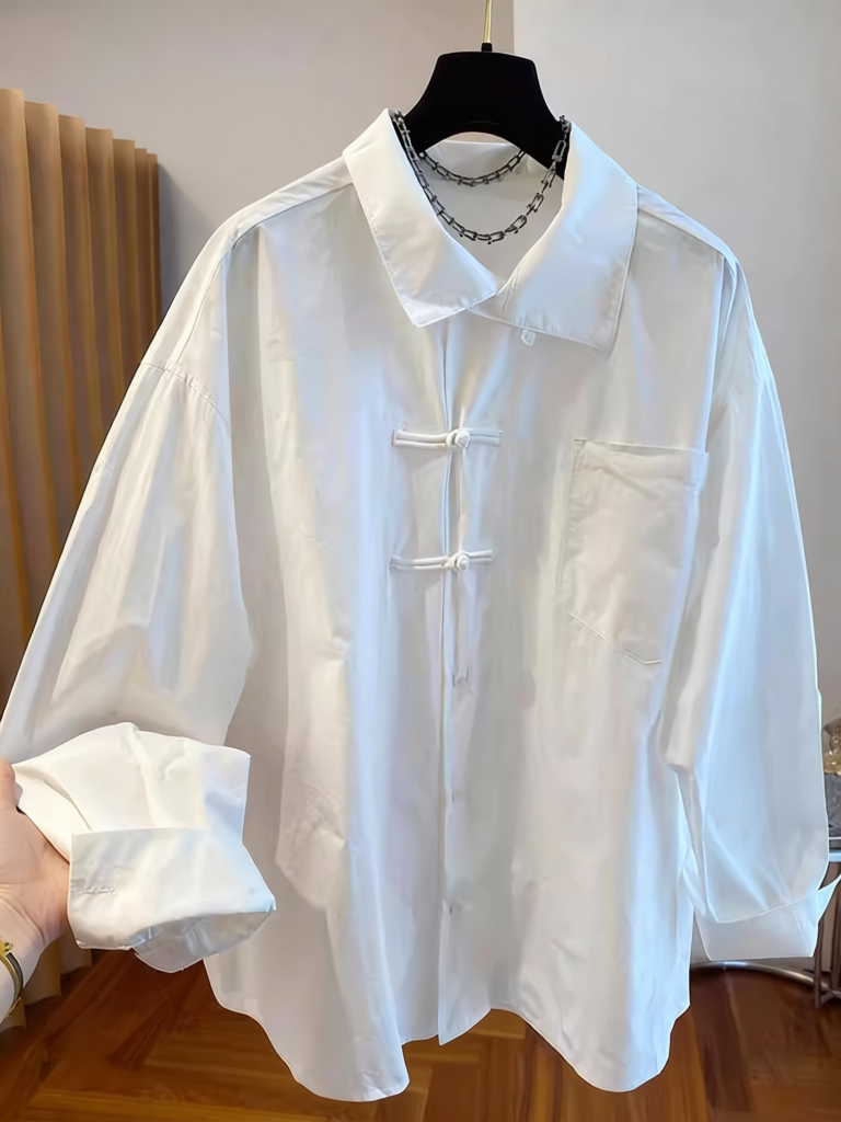 White Chinese Knot Button Shirt
