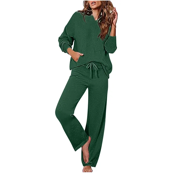 Design Knit Lounge Set Forest Green Casual-Set - 1