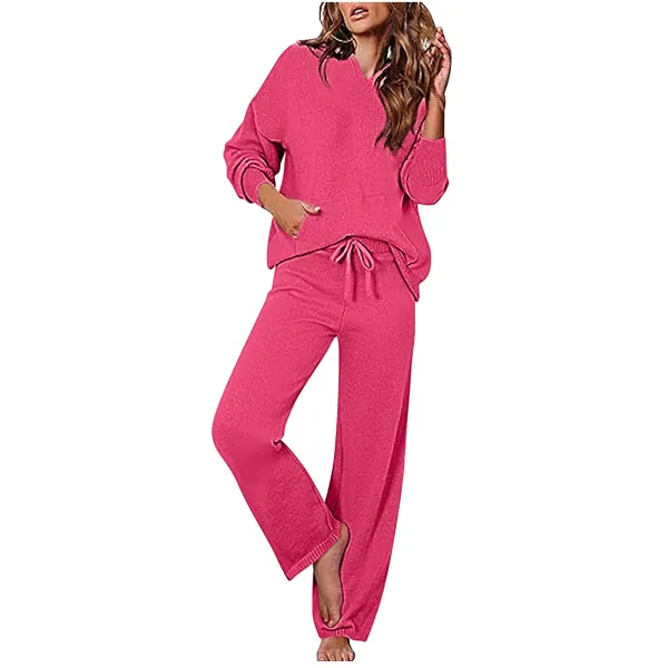 Design Knit Lounge Set Pink Casual-Set - 1