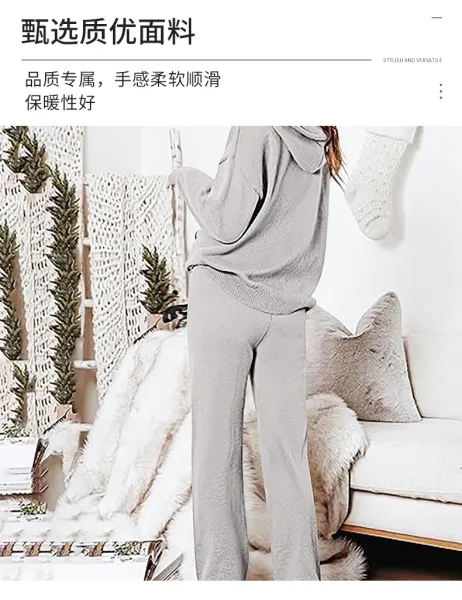 Design Knit Lounge Set Pink Casual-Set - 7