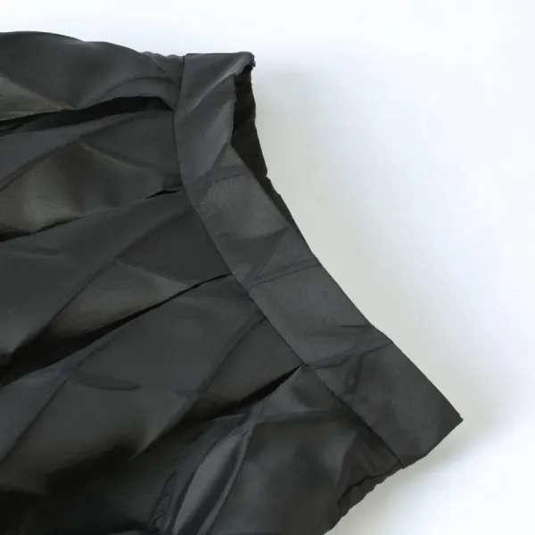 Quilted A-Line Midi Skirt in Black - 7
