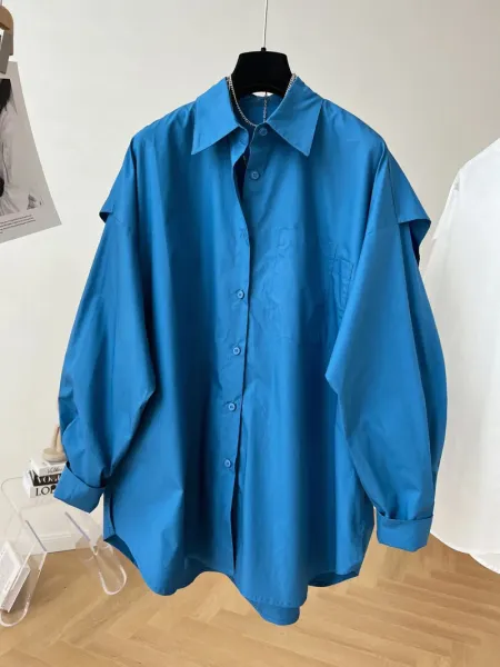 Oversized Button-Up Shirt Blue - 8