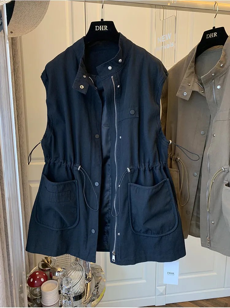 DHR Utility Vest Navy Blue Outerwear - 3