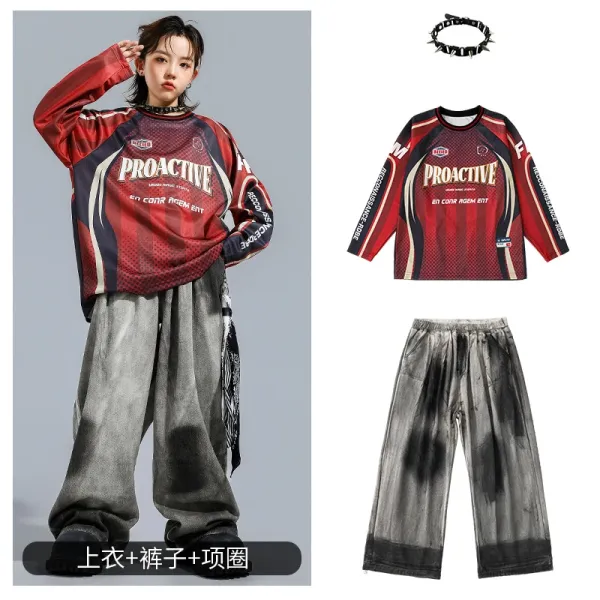 PROACTIVE Proactive Racing Jersey + Tie-Dye Wide-Leg Pants + Spiked Choker Set - 1