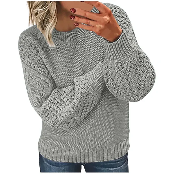Gray Cable Knit Oversized Sweater - 1