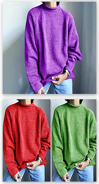Purple High-Neck Knit Sweater - 11