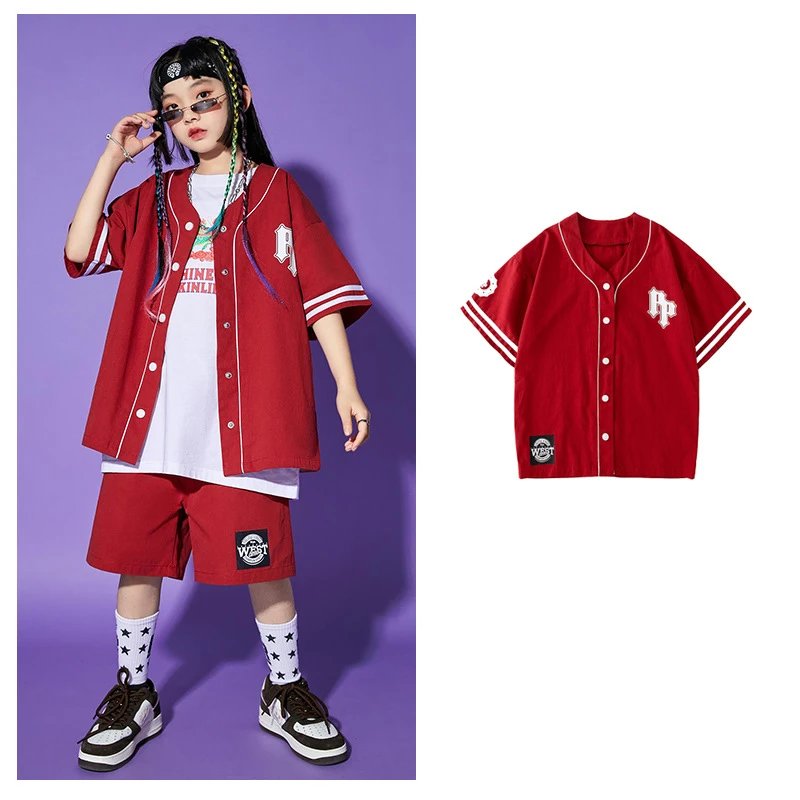 WEST Baseball Jersey Red Short-Sleeve Top