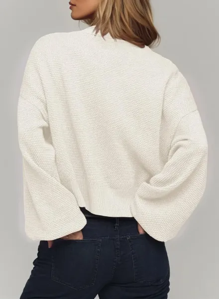 Navy Blue Textured Knit Open-Front Cardigan - 13