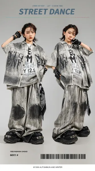HECOOLEST Distressed Graphic Shirt and Tie-Dye Pants Set Gray - 2