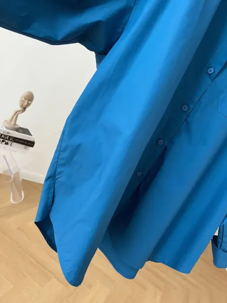 Oversized Button-Up Shirt Blue - 13