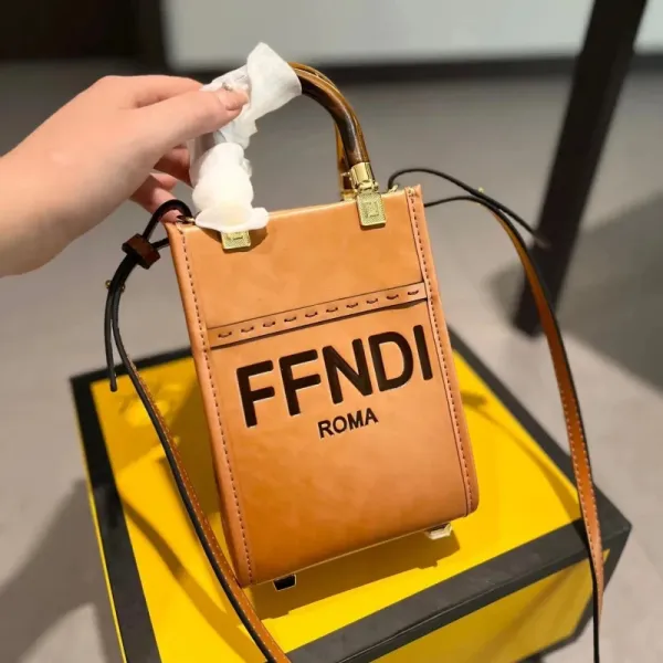 Fendi Mini Baguette Logo White Shoulder Bag - 5