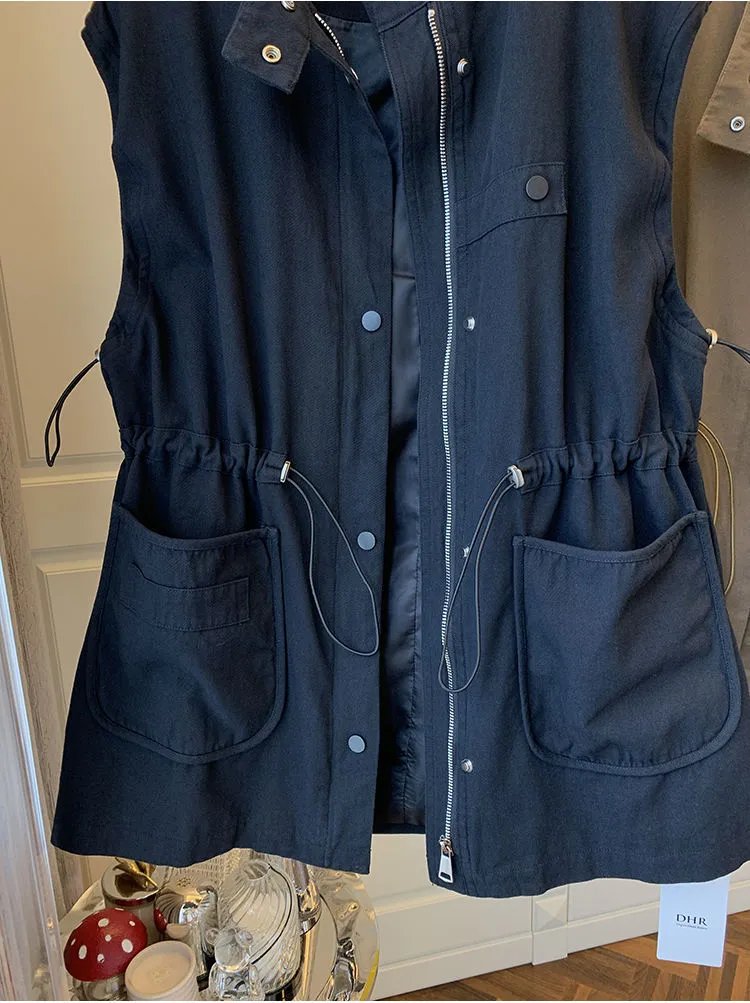 DHR Utility Vest Navy Blue Outerwear - 10