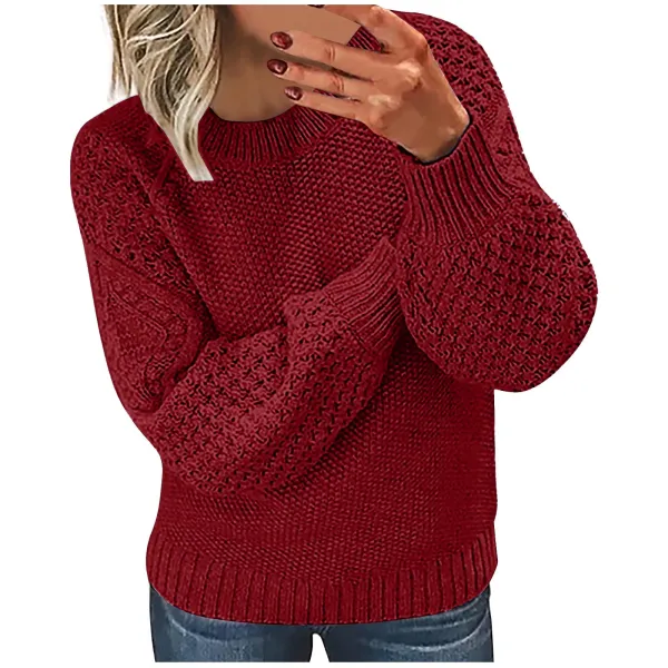 Cable Knit Oversized Sweater Burgundy - 1