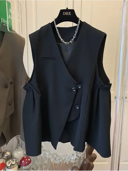DHR Asymmetrical Wrap Vest Gray - 6