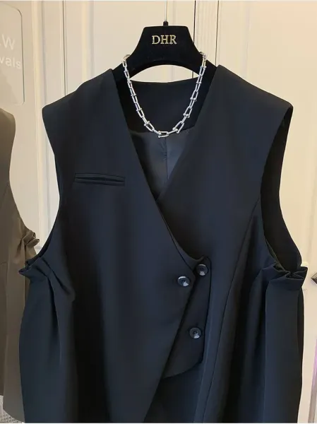 DHR Asymmetrical Wrap Vest Gray - 7