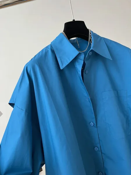 Oversized Button-Up Shirt Blue - 9