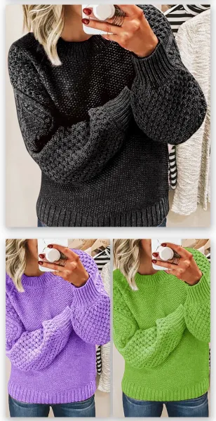 Oversized Cable Knit Sweater Gray - 13