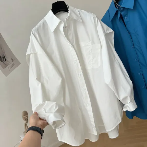 Oversized Button-Up Shirt Blue - 26
