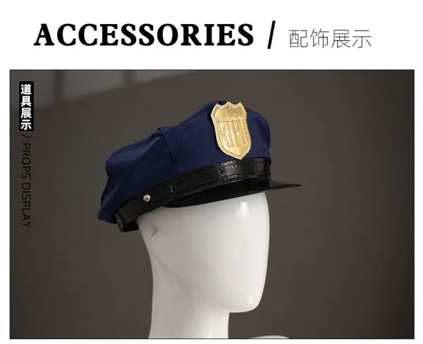 Cosplay Uniform Set White Black Denim Blue Hat Gloves Socks Belt Leg Bag - 15
