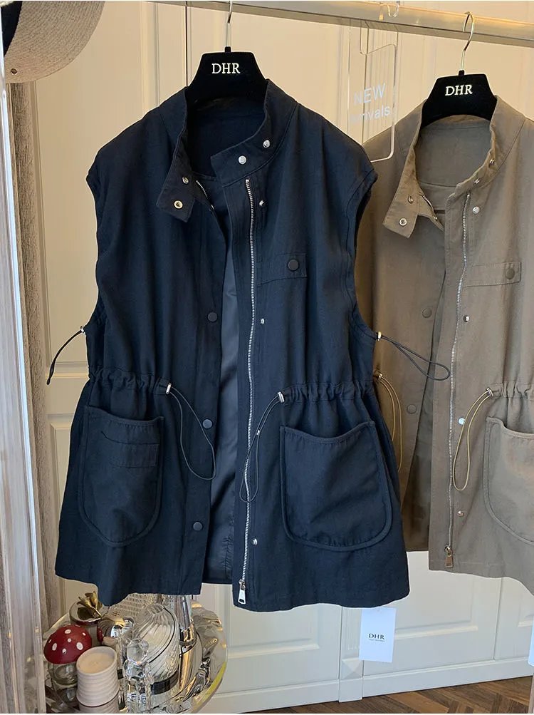 DHR Utility Vest Navy Blue Outerwear - 2