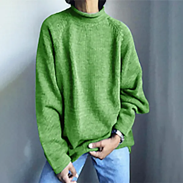 Design Oversized Turtleneck Sweater Green - 1
