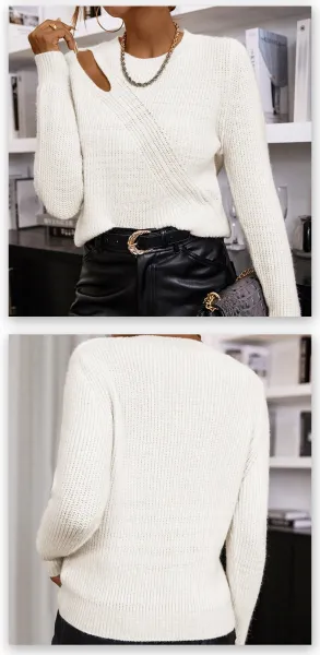 Off-White Cut-Out Knit Sweater White - 11