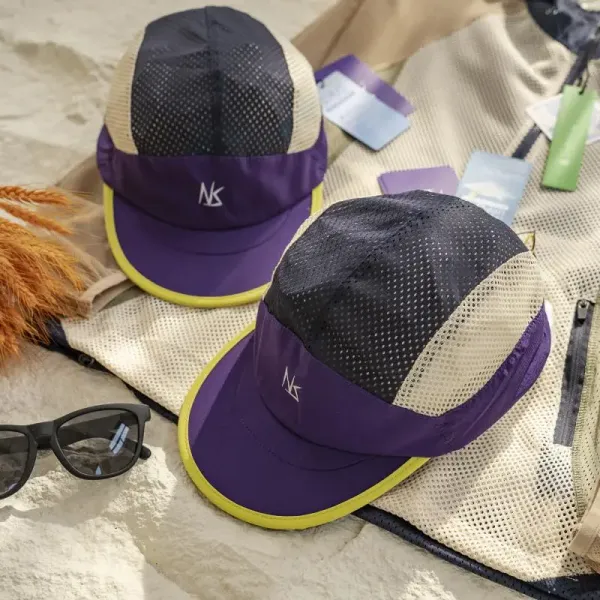 NS Running Cap Purple with Yellow Trim and Mesh Panels Baseball Cap - 6