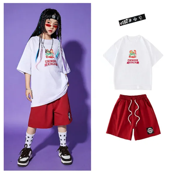 Chinese Kinkuma x Unknown Brand Graphic Print Oversized T-Shirt and Drawstring Shorts Set - 1