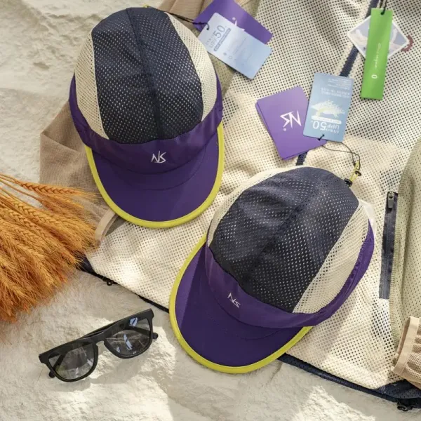 NS Running Cap Purple with Yellow Trim and Mesh Panels Baseball Cap - 7