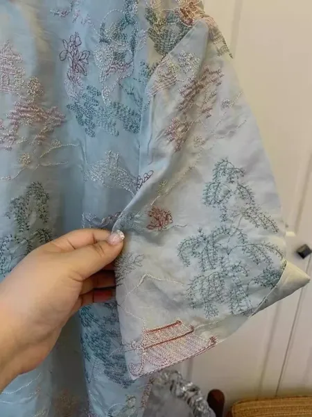 Design Embroidered Landscape Print T-Shirt in Pale Mint - 4