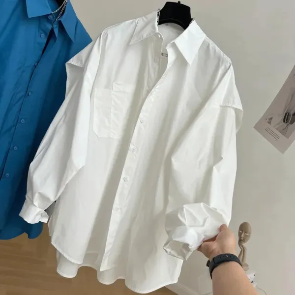 Oversized Button-Down Shirt White Shirt - 1