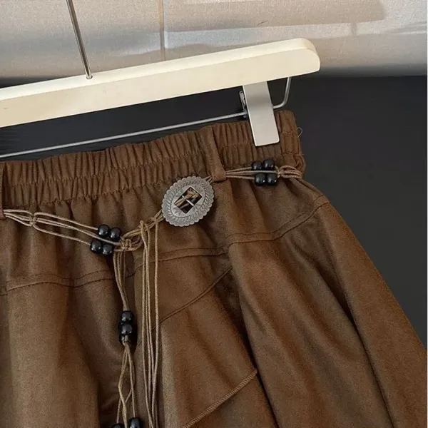 Boho Asymmetrical Tiered Skirt in Brown - 6