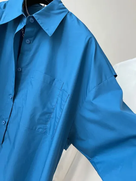 Oversized Button-Up Shirt Blue - 11